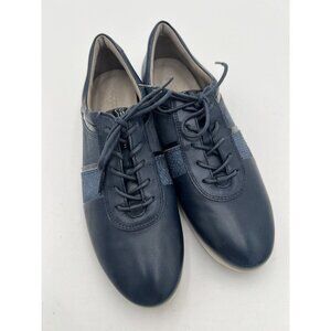 Ecco Touch Navy Leather Sneakers Women 40 US 9-9.5 Lace Up Comfort Walking Shoes
